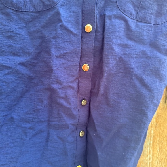 JM COLLECTION Women’s Navy Blue Button Down 3/4 Sleeve Shirt Blouse Size 6 - Picture 4 of 10